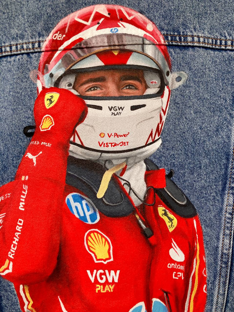 Racer denim jacket, Custom painted denim jacket, race custom jacket, painted jean jacket, racing driver gift.
