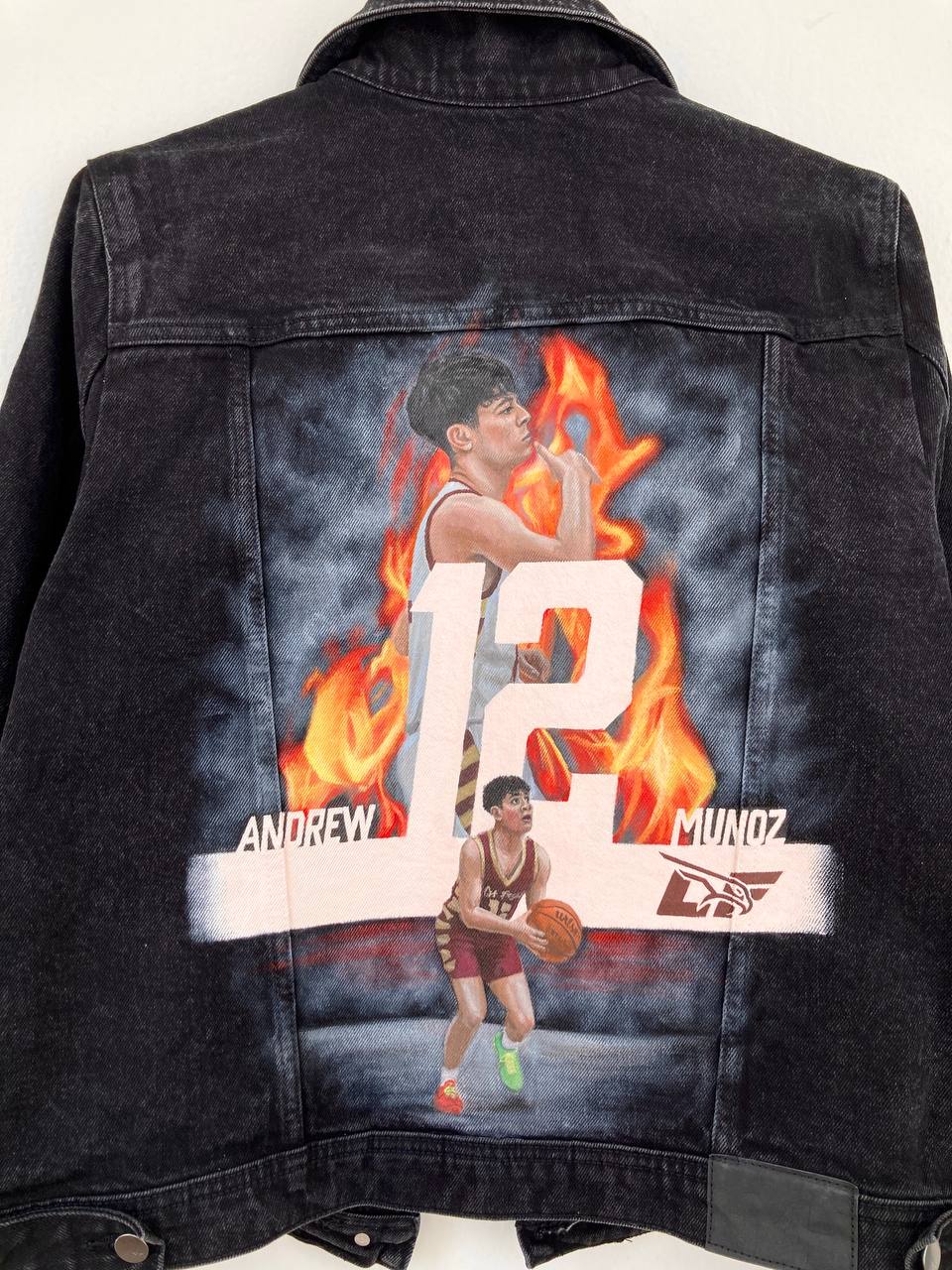 Basketball denim jacket, Personalized jean jacket, custom handpainted outfit.