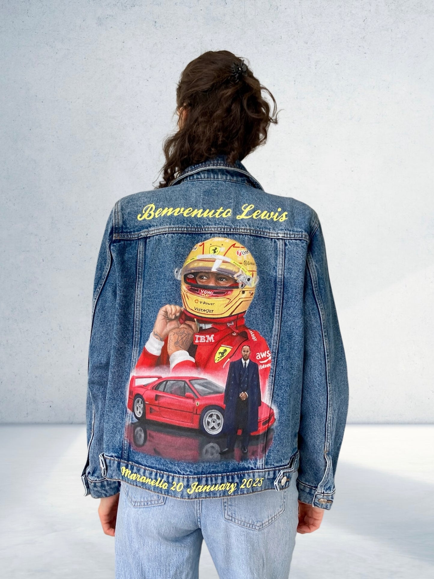 Grand Prix apparel, Race custom jacket, Racer denim jacket, Hand painted denim jacket, personalized jean jacket, custom clothing