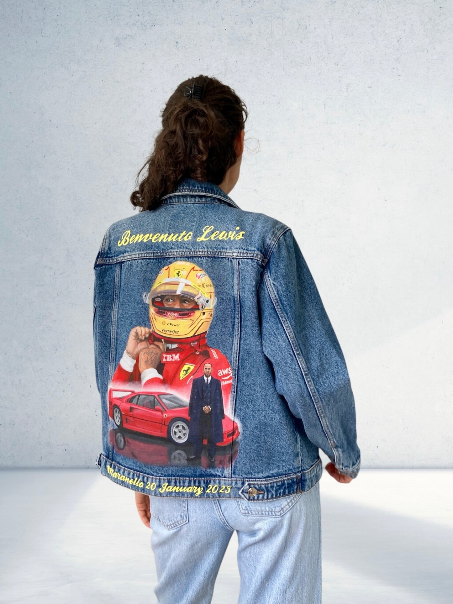 Grand Prix apparel, Race custom jacket, Racer denim jacket, Hand painted denim jacket, personalized jean jacket, custom clothing