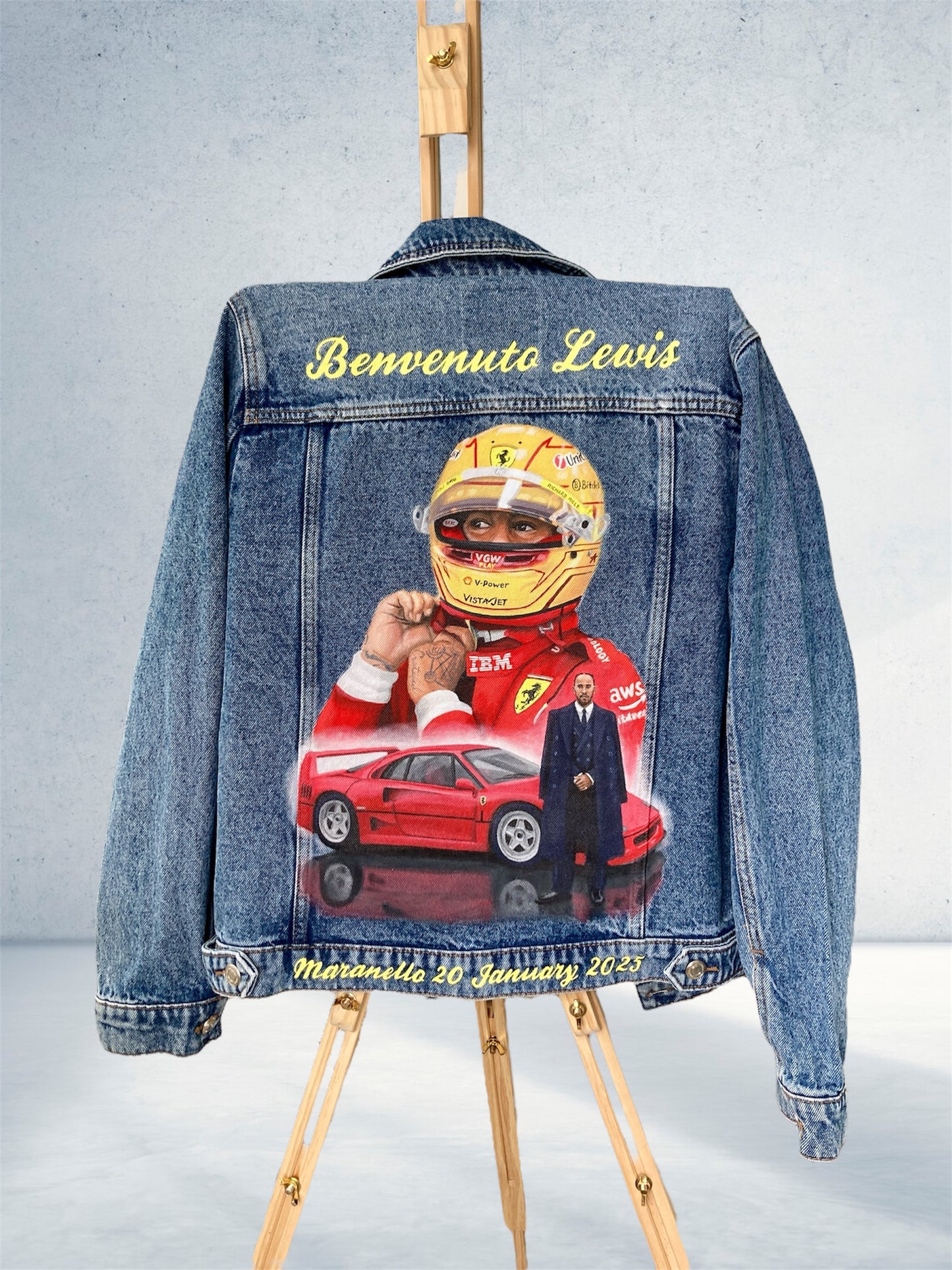 Grand Prix apparel, Race custom jacket, Racer denim jacket, Hand painted denim jacket, personalized jean jacket, custom clothing