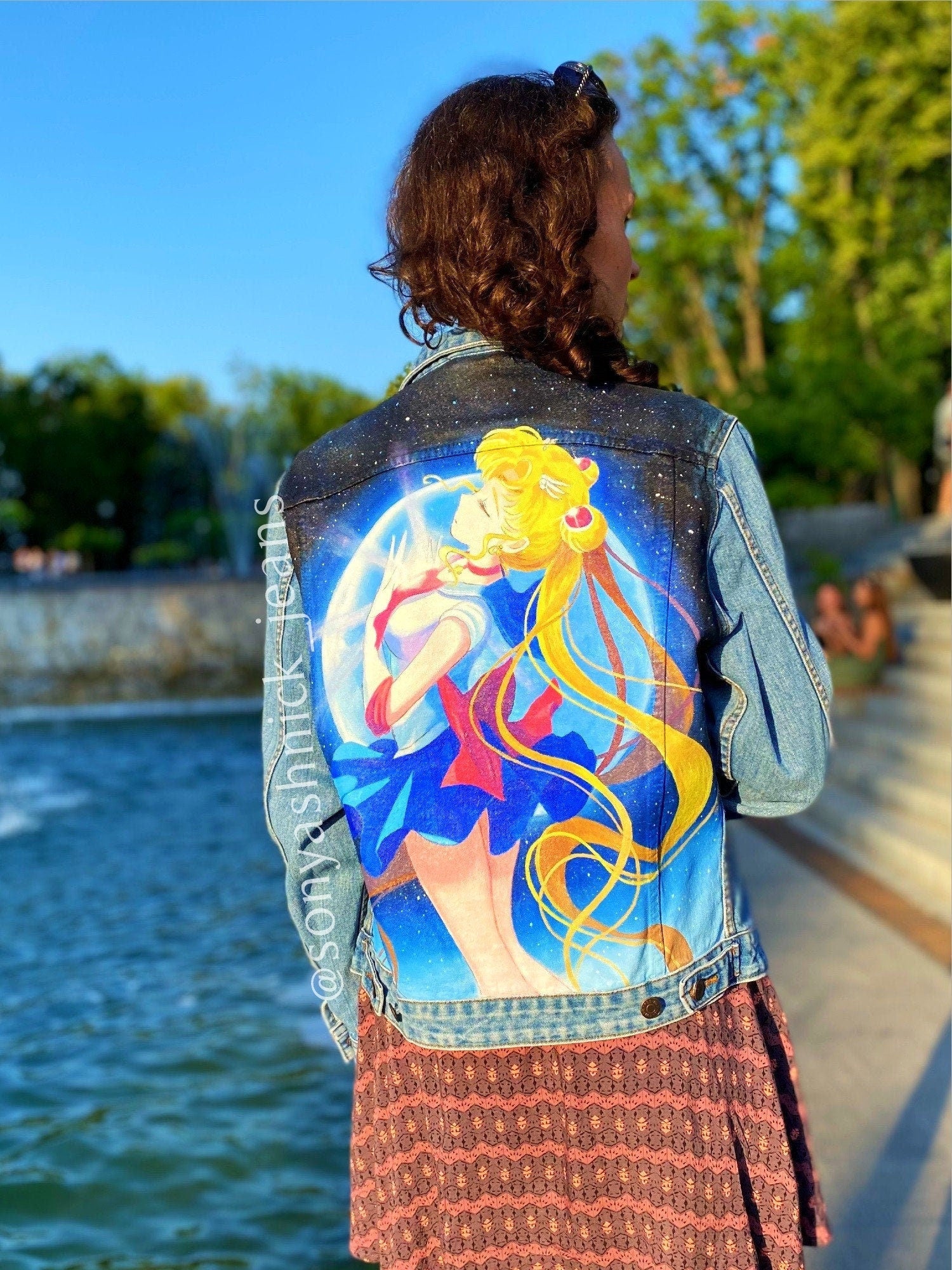Hand painted anime denim jacket - Main Image