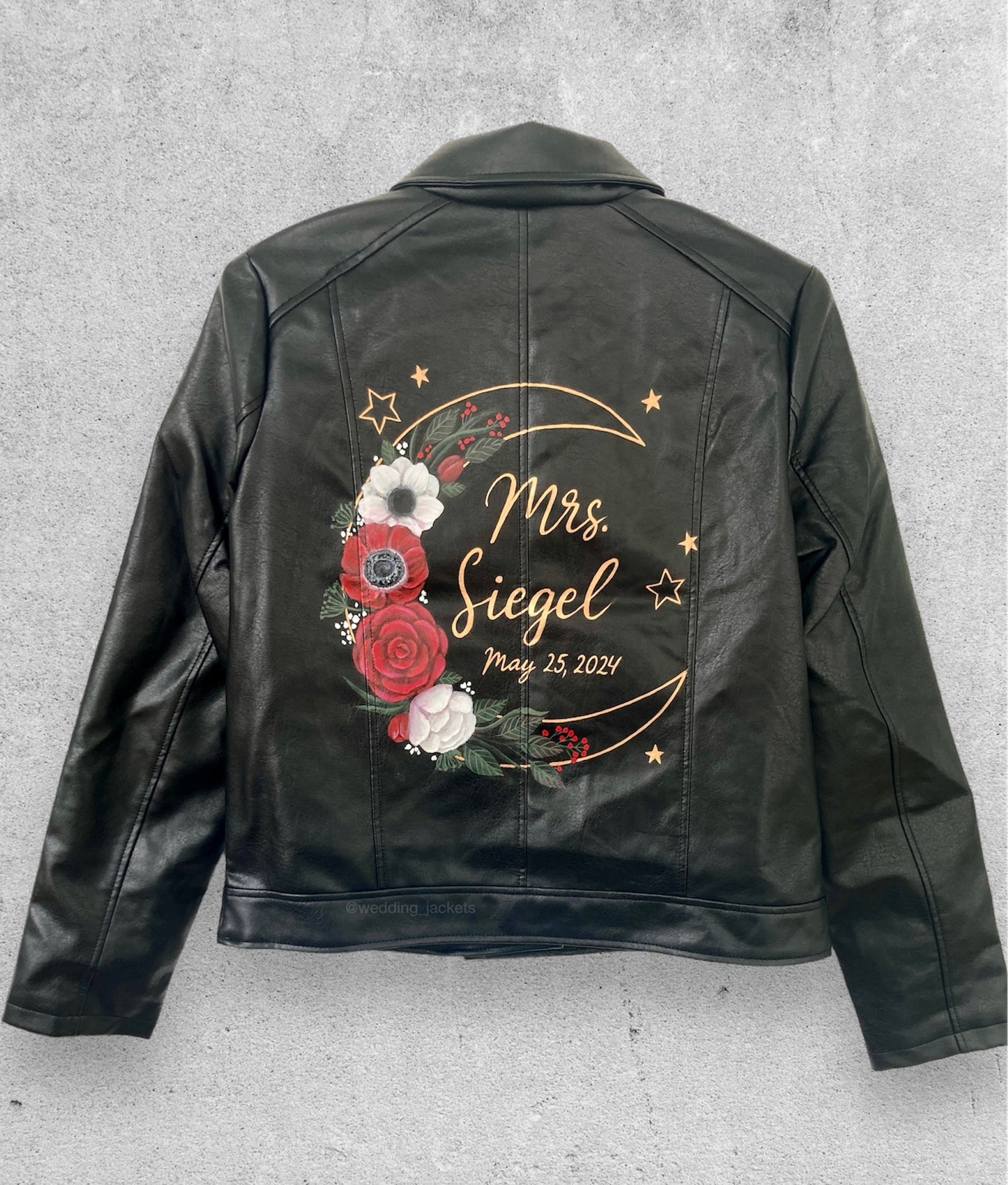 Bride gift, bridal shower gift, bridal jacket, gift for bride, painted leather bride jacket.