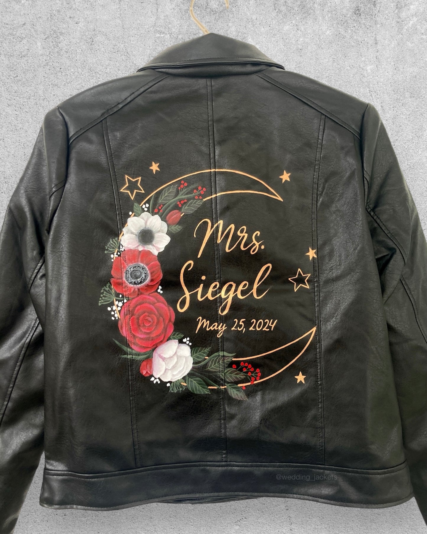 Bride gift, bridal shower gift, bridal jacket, gift for bride, painted leather bride jacket.