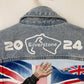 Hand-Painted Denim Jacket – Racing-Inspired Art Piece, Grand Prix Inspired Personalized Jean Jacket