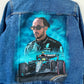 Custom painted denim jacket, racer denim jacket, race custom jacket, painted jean jacket, racing driver gift.