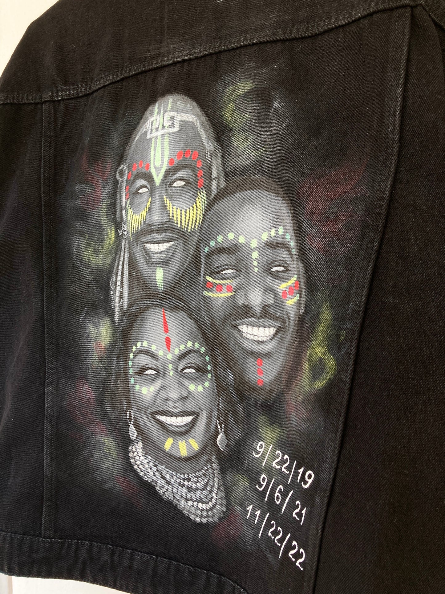 Portrait from photo on denim jacket, personalized memorial gift, custom jean jacket, handpainted jacket