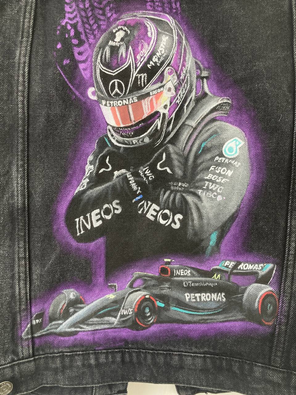 Grand Prix Inspired Hand-Painted Denim Jacket