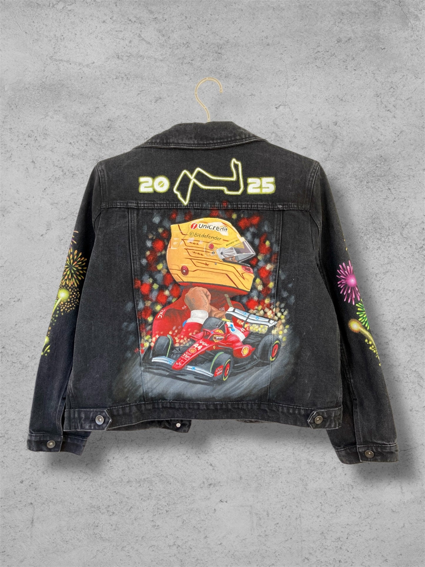 Grand Prix apparel, Race custom jacket, Racer denim jacket, Hand painted denim jacket, personalized jean jacket, custom clothing