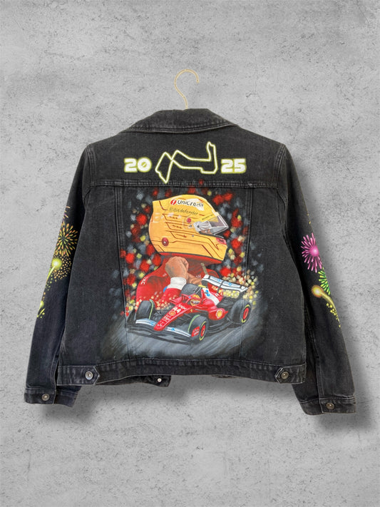 Grand Prix apparel, Race custom jacket, Racer denim jacket, Hand painted denim jacket, personalized jean jacket, custom clothing
