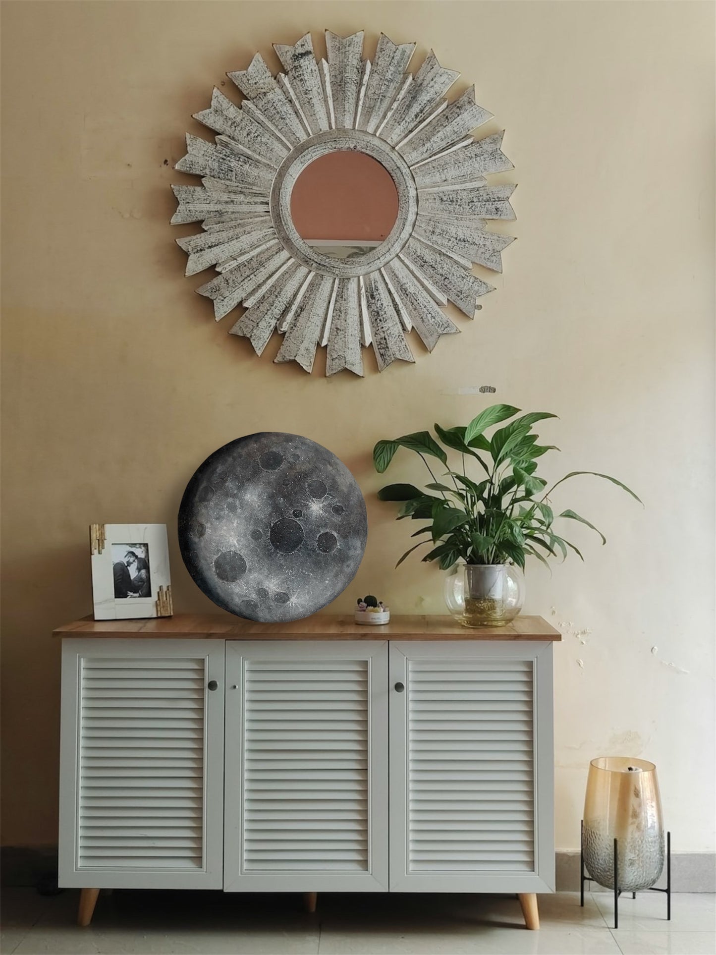 Custom Moon Phase Wall Art – Personalized Lunar Painting with Any Date & Optional Text