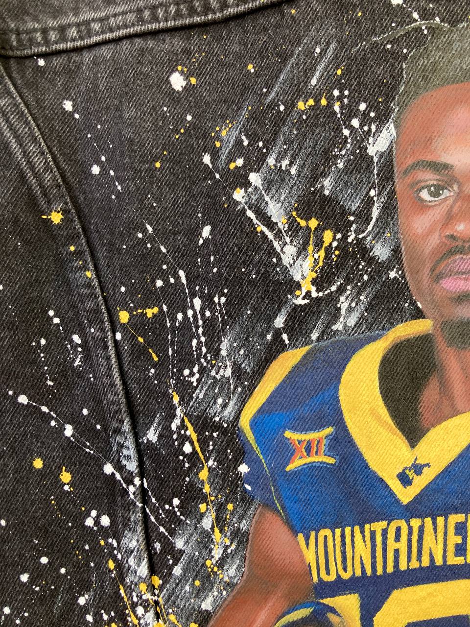 Hand Painted Custom Jacket with American Football Player Portrait – Personalized Football Fan Jacket