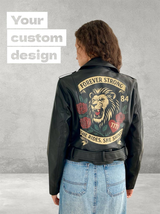 Painted Leather Jacket – Personalized Gift, Custom Hand-Painted Clothing.