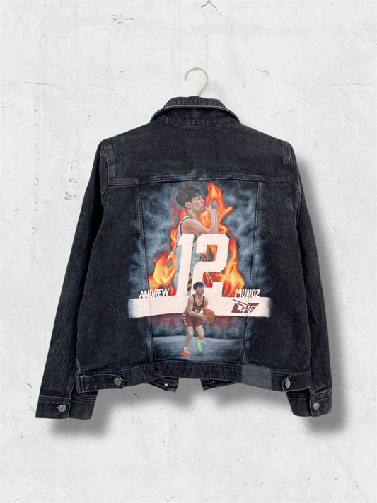 Basketball denim jacket, Personalized jean jacket, custom handpainted outfit.