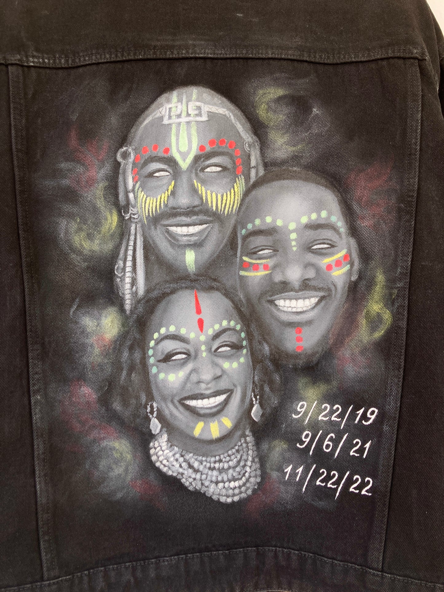 Portrait from photo on denim jacket, personalized memorial gift, custom jean jacket, handpainted jacket