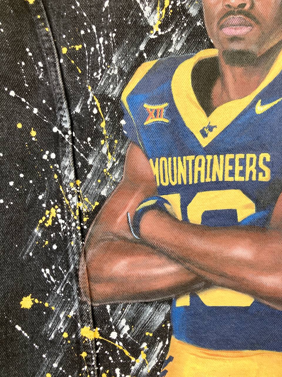 Hand Painted Custom Jacket with American Football Player Portrait – Personalized Football Fan Jacket