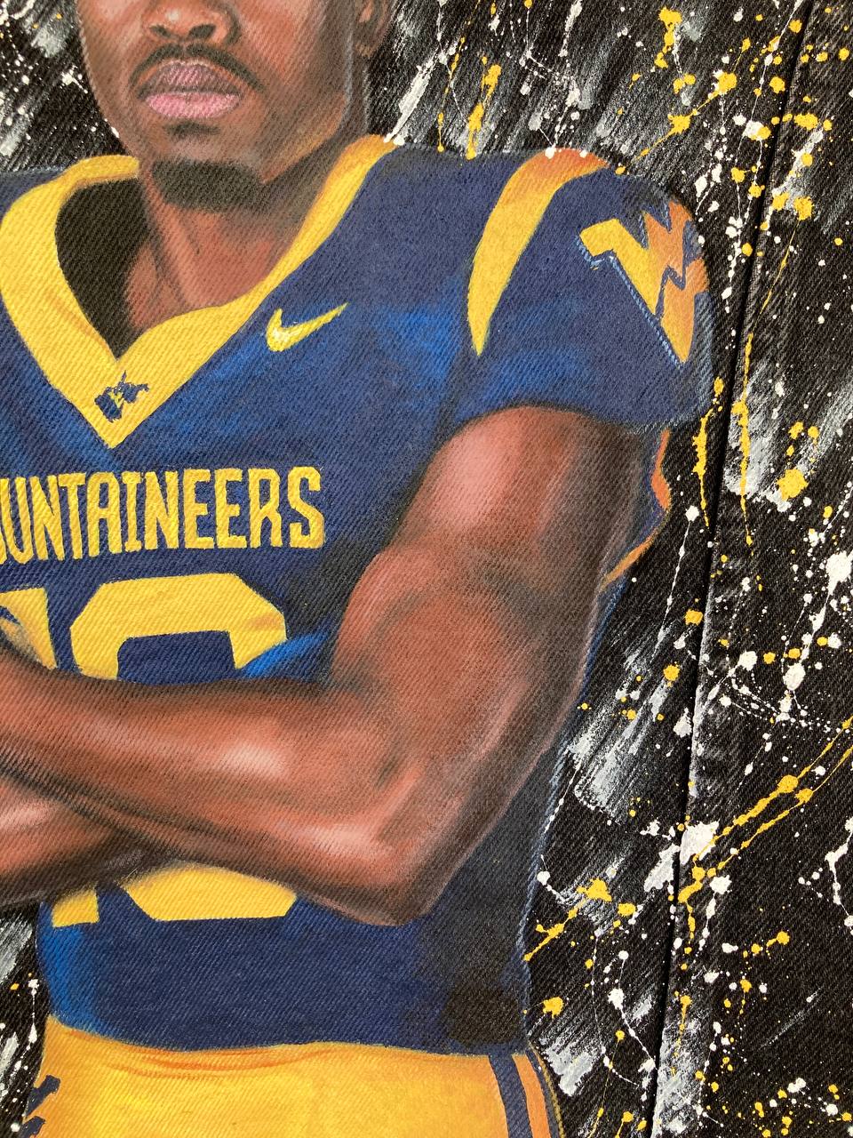 Hand Painted Custom Jacket with American Football Player Portrait – Personalized Football Fan Jacket