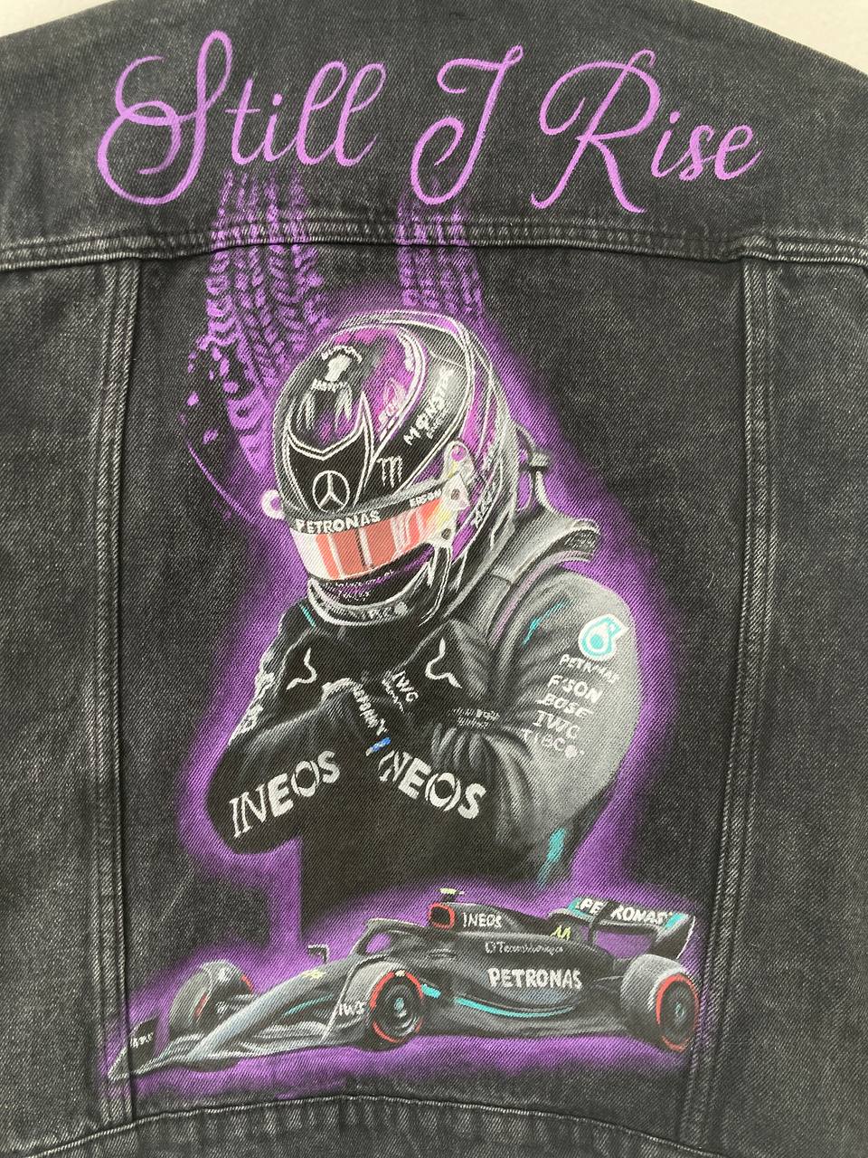 Grand Prix Inspired Hand-Painted Denim Jacket