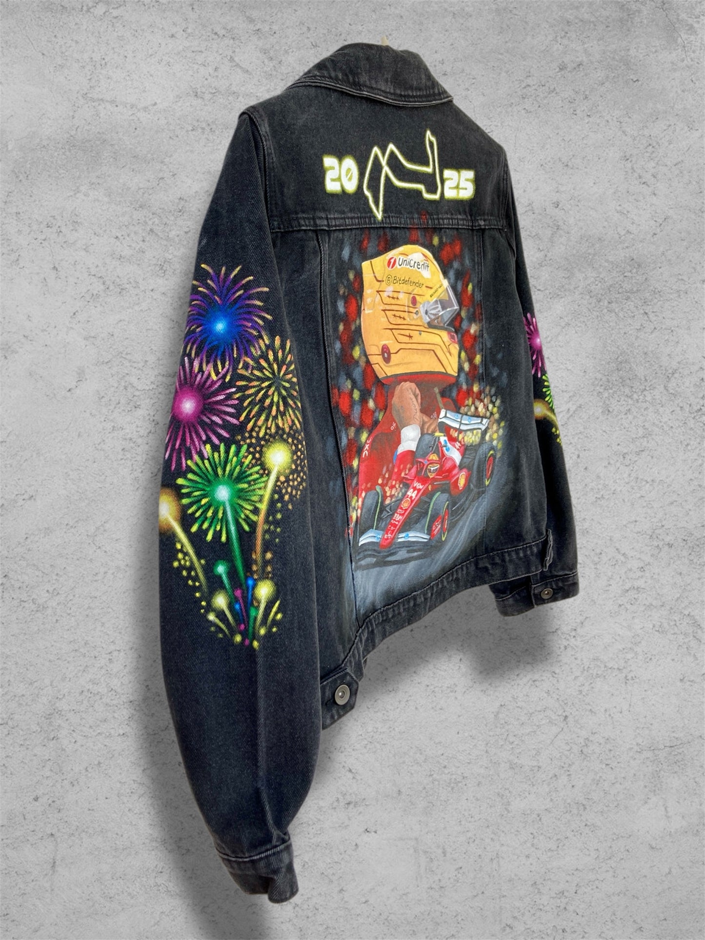 Grand Prix apparel, Race custom jacket, Racer denim jacket, Hand painted denim jacket, personalized jean jacket, custom clothing