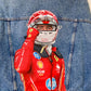 Racer denim jacket, Custom painted denim jacket, race custom jacket, painted jean jacket, racing driver gift.
