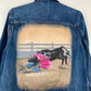 Rodeo custom jacket, hand painted denim jacket, personalized jean jacket, equestrian style, western outfit.