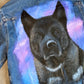 Custom Hand Painted Pet Portrait Denim Jacket | Unique Dog Portrait Jacket