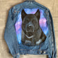 Custom Hand Painted Pet Portrait Denim Jacket | Unique Dog Portrait Jacket