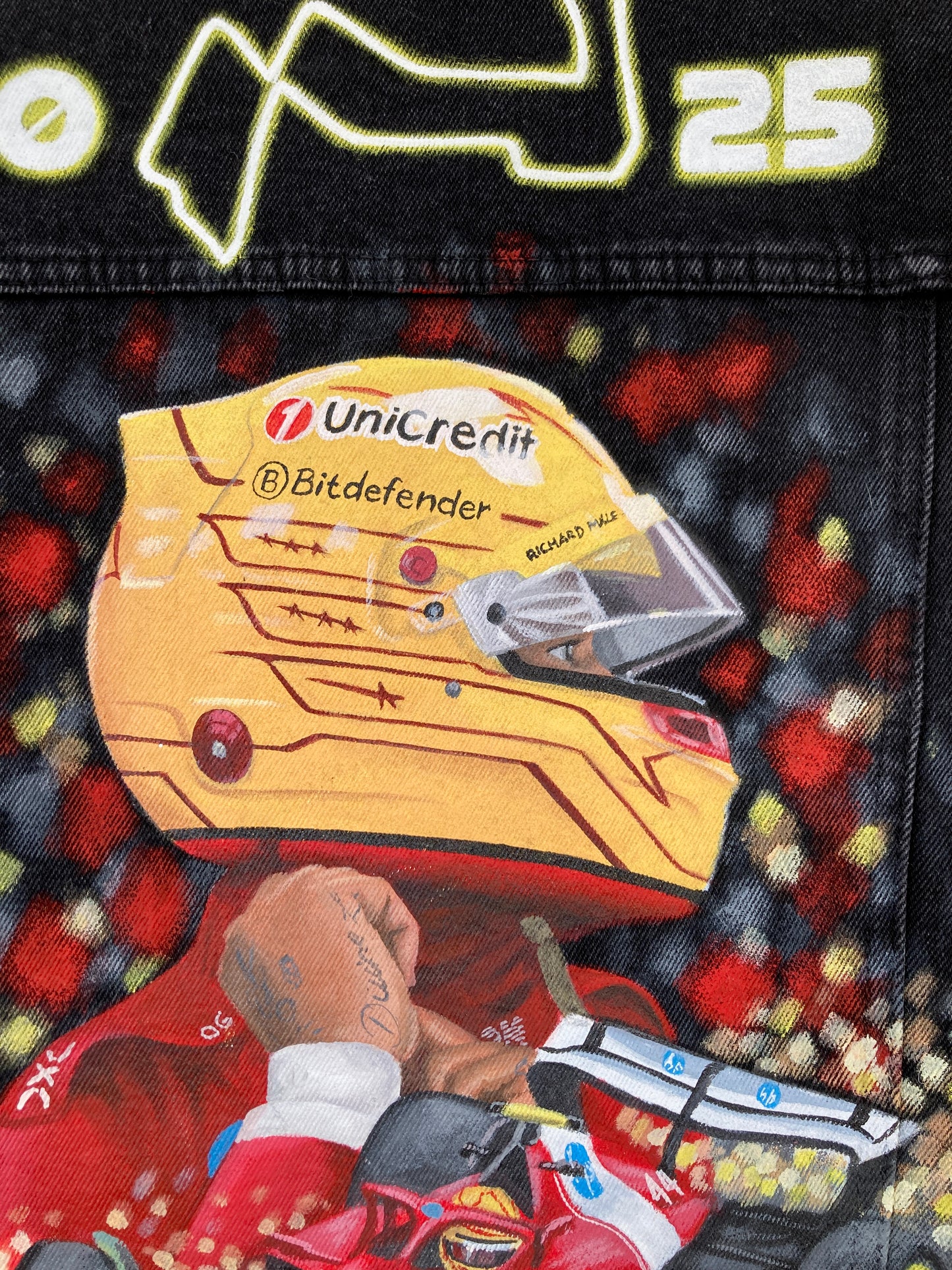 Grand Prix apparel, Race custom jacket, Racer denim jacket, Hand painted denim jacket, personalized jean jacket, custom clothing