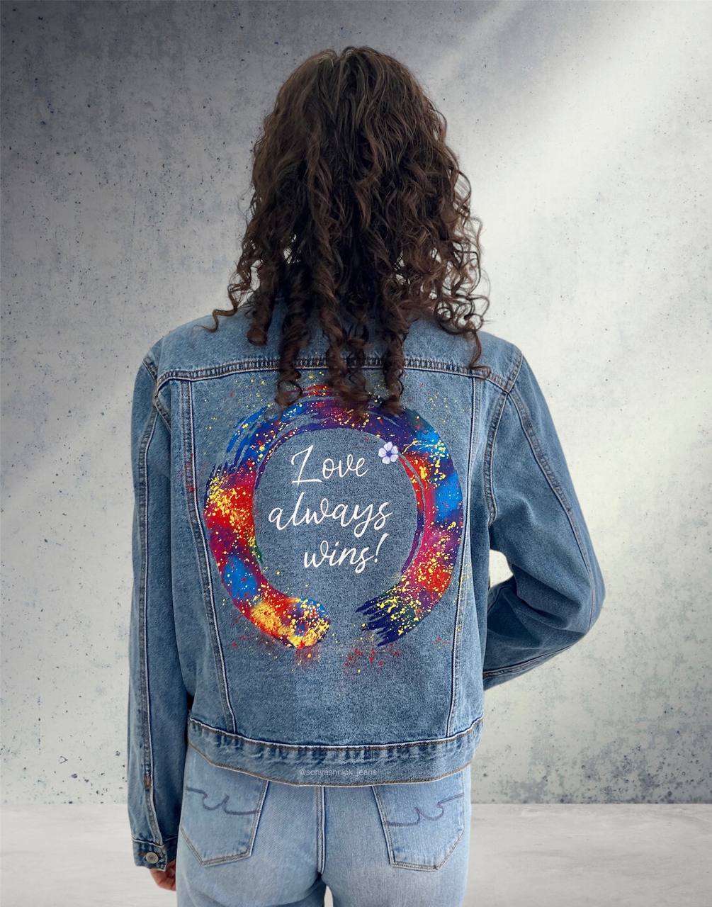 Bride jean jacket, Painted custom denim jacket, wedding denim jacket, lesbian wedding jacket, lesbian bride jacket, custom jean jacket, pride jean jacket.