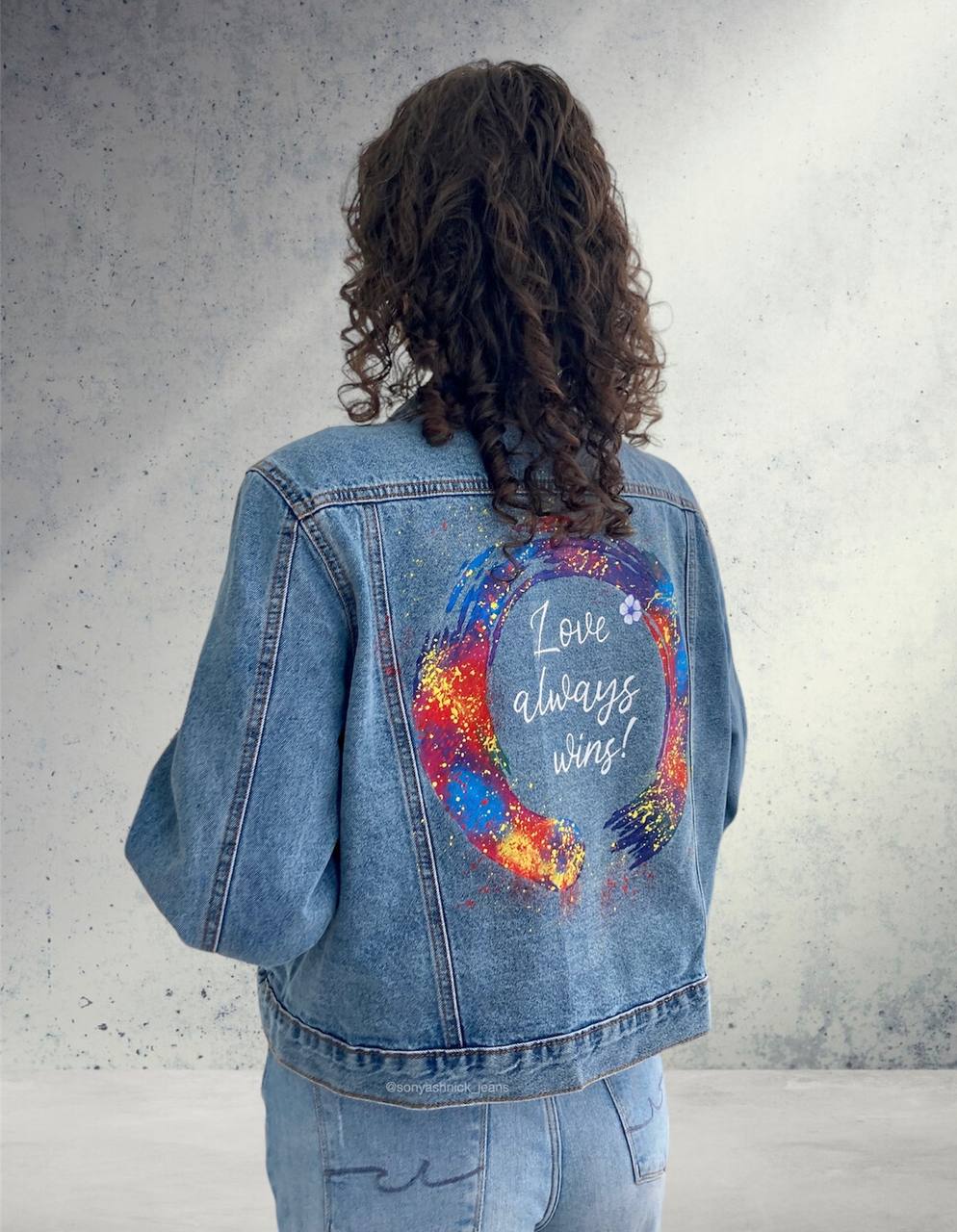 Bride jean jacket, Painted custom denim jacket, wedding denim jacket, lesbian wedding jacket, lesbian bride jacket, custom jean jacket, pride jean jacket.