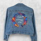 Bride jean jacket, Painted custom denim jacket, wedding denim jacket, lesbian wedding jacket, lesbian bride jacket, custom jean jacket, pride jean jacket.