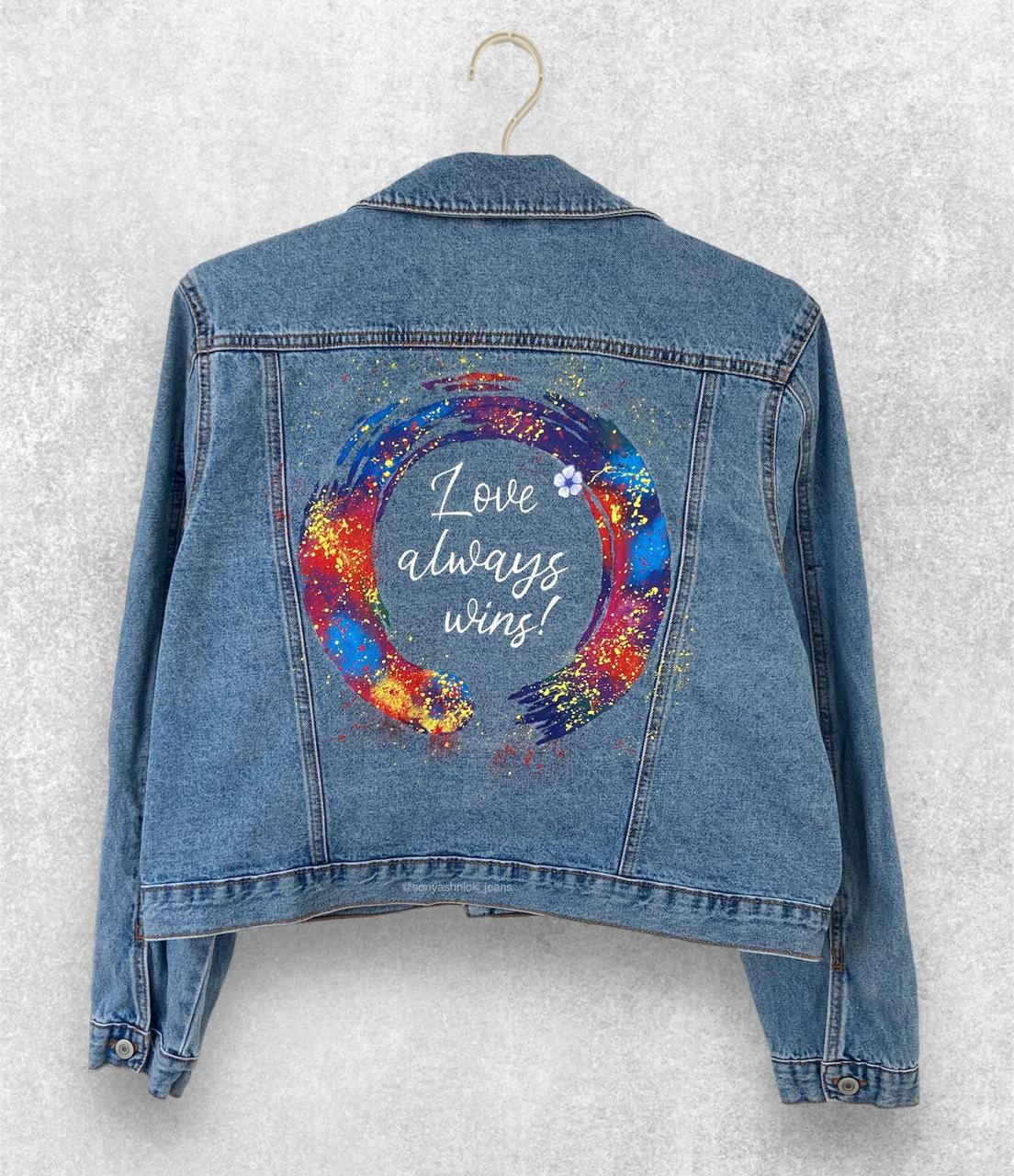 Bride jean jacket, Painted custom denim jacket, wedding denim jacket, lesbian wedding jacket, lesbian bride jacket, custom jean jacket, pride jean jacket.