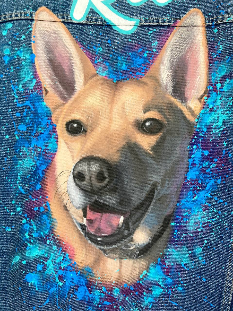 Custom Dog Portrait Hand Painted Denim Jacket | Unique Personalized Pet Jacket