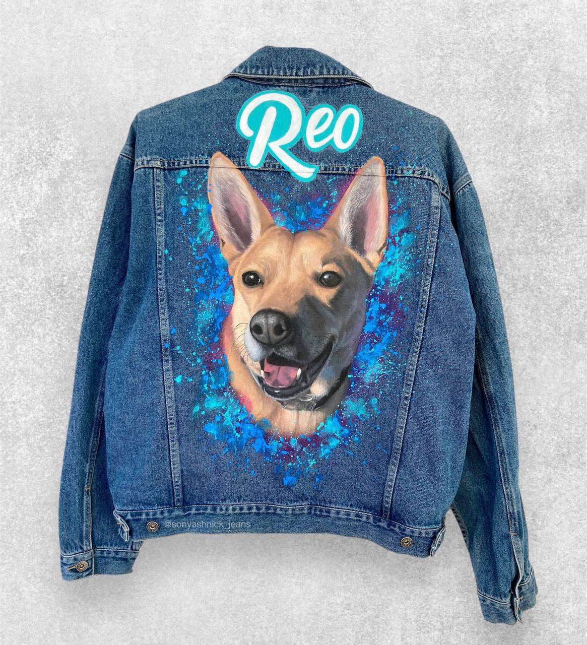 Custom Dog Portrait Hand Painted Denim Jacket | Unique Personalized Pet Jacket