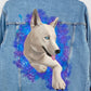 Painted denim jacket, custom jean jacket dog portrait, dog face jacket, pet portrait jacket, dog lover gift