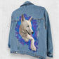 Painted denim jacket, custom jean jacket dog portrait, dog face jacket, pet portrait jacket, dog lover gift