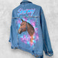 Painted denim jacket, custom jean jacket, horse gift, gift for horse lover, horse denim jacket, cowgirl jacket.