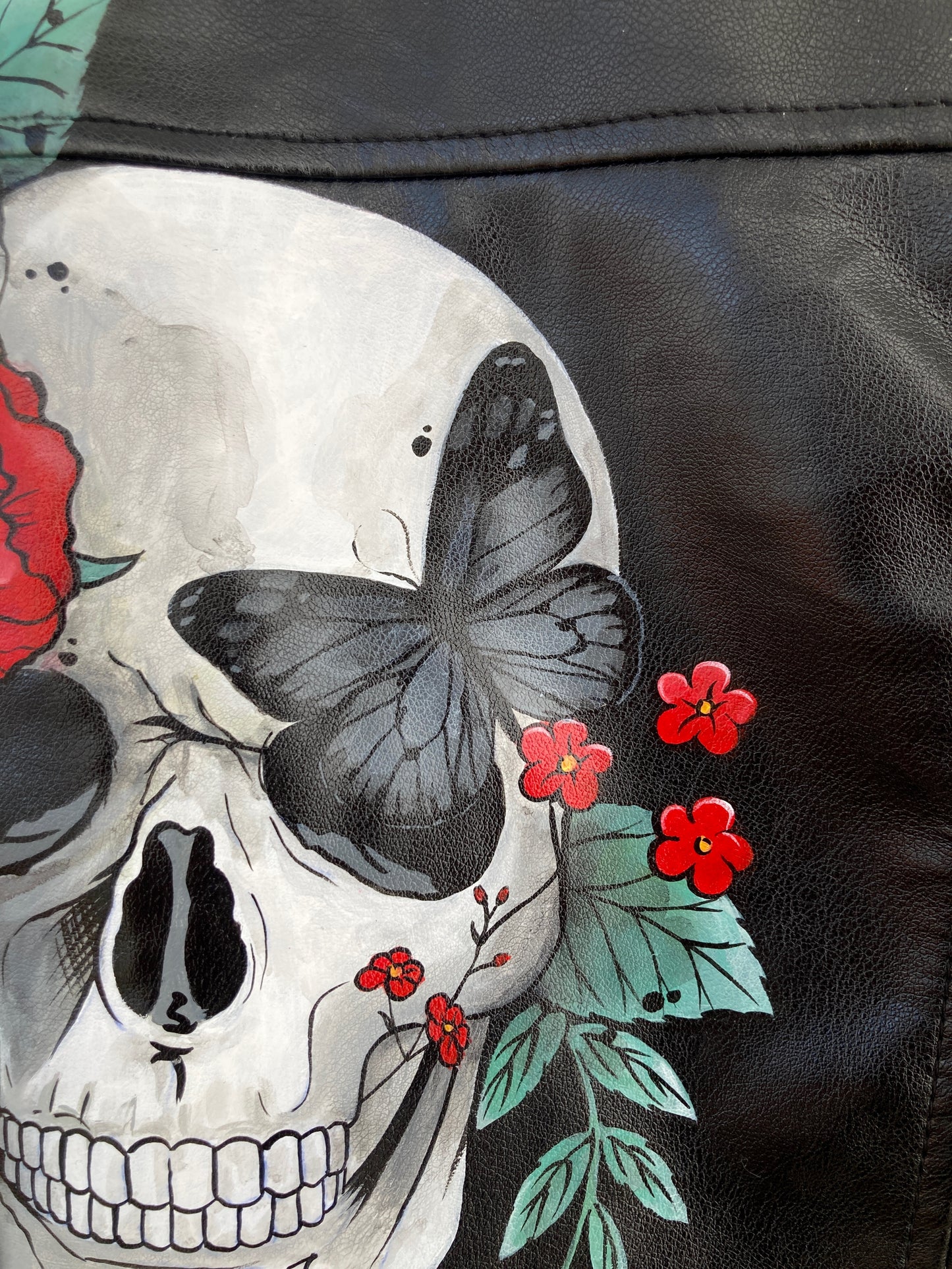 Bridal jacket, painted leather jacket, skull jacket, punk leather jacket, punk wedding.