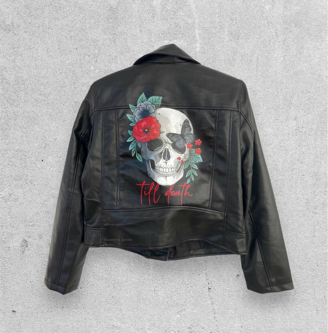 Bridal jacket, painted leather jacket, skull jacket, punk leather jacket, punk wedding.