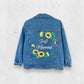 Bride jean jacket, sunflowers bridal denim jacket, Mrs denim jacket, wedding jean jacket.