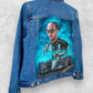 Custom painted denim jacket, racer denim jacket, race custom jacket, painted jean jacket, racing driver gift.