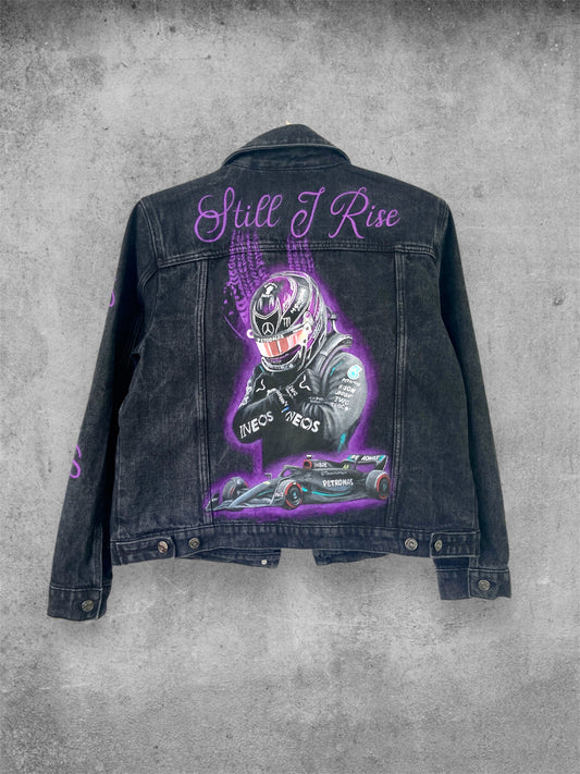 Grand Prix Inspired Hand-Painted Denim Jacket