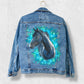 Painted denim jacket, custom jean jacket, horse gift, gift for horse lover, horse denim jacket, cowgirl jacket.