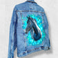 Painted denim jacket, custom jean jacket, horse gift, gift for horse lover, horse denim jacket, cowgirl jacket.