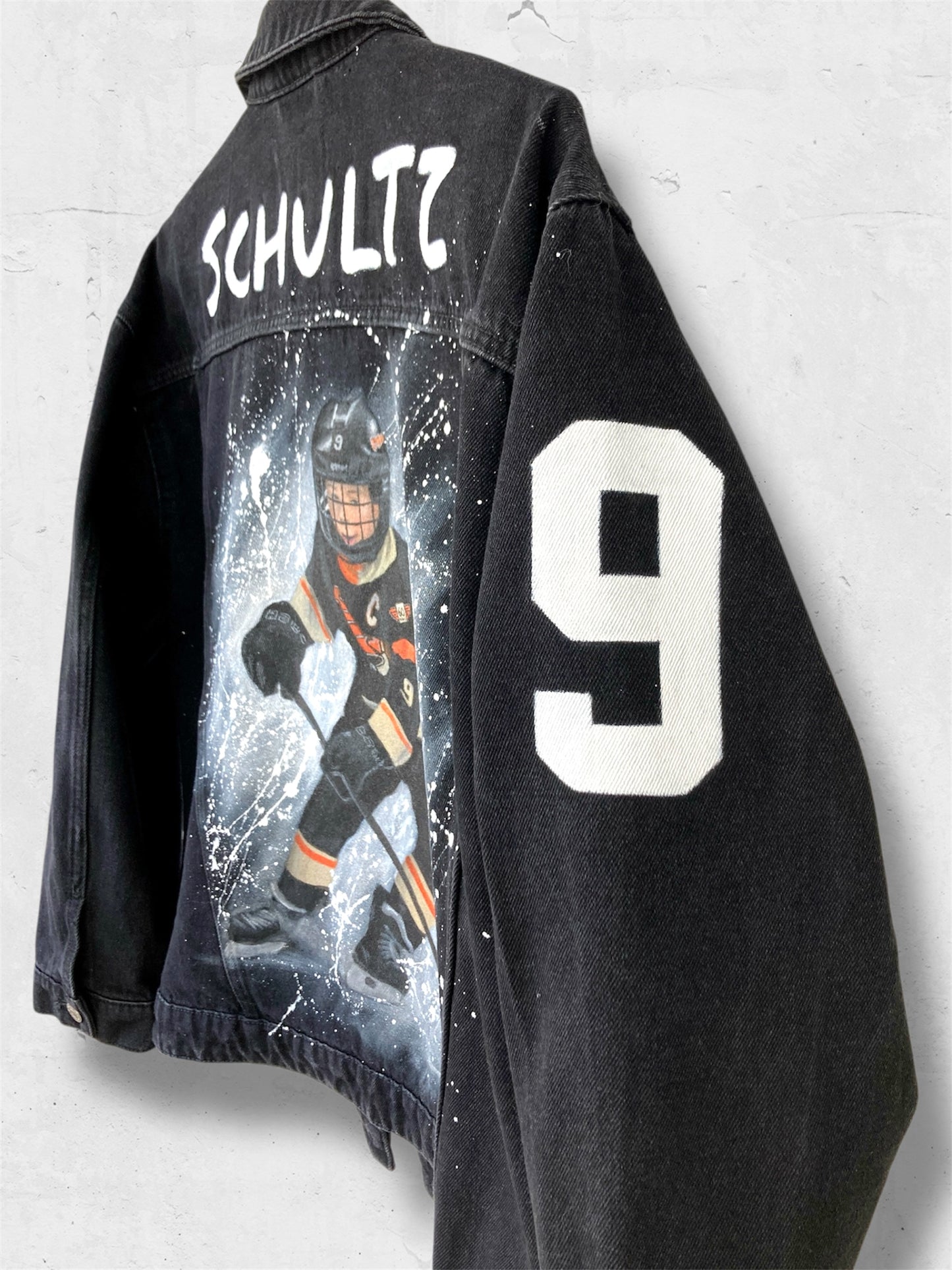 Hockey denim jacket, Personalized jean jacket, custom jacket, handpainted game day outfit, cheer gift, cheer mom.