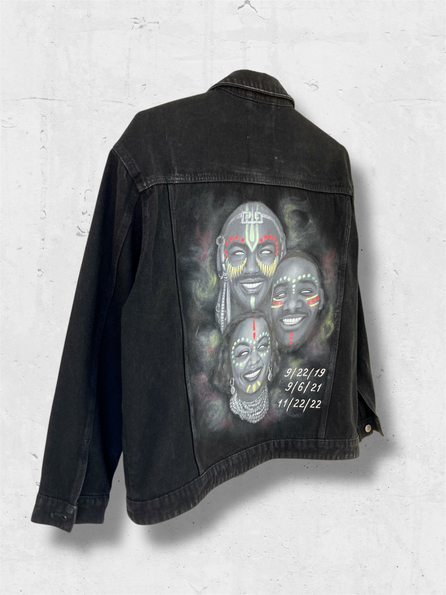 Portrait from photo on denim jacket, personalized memorial gift, custom jean jacket, handpainted jacket