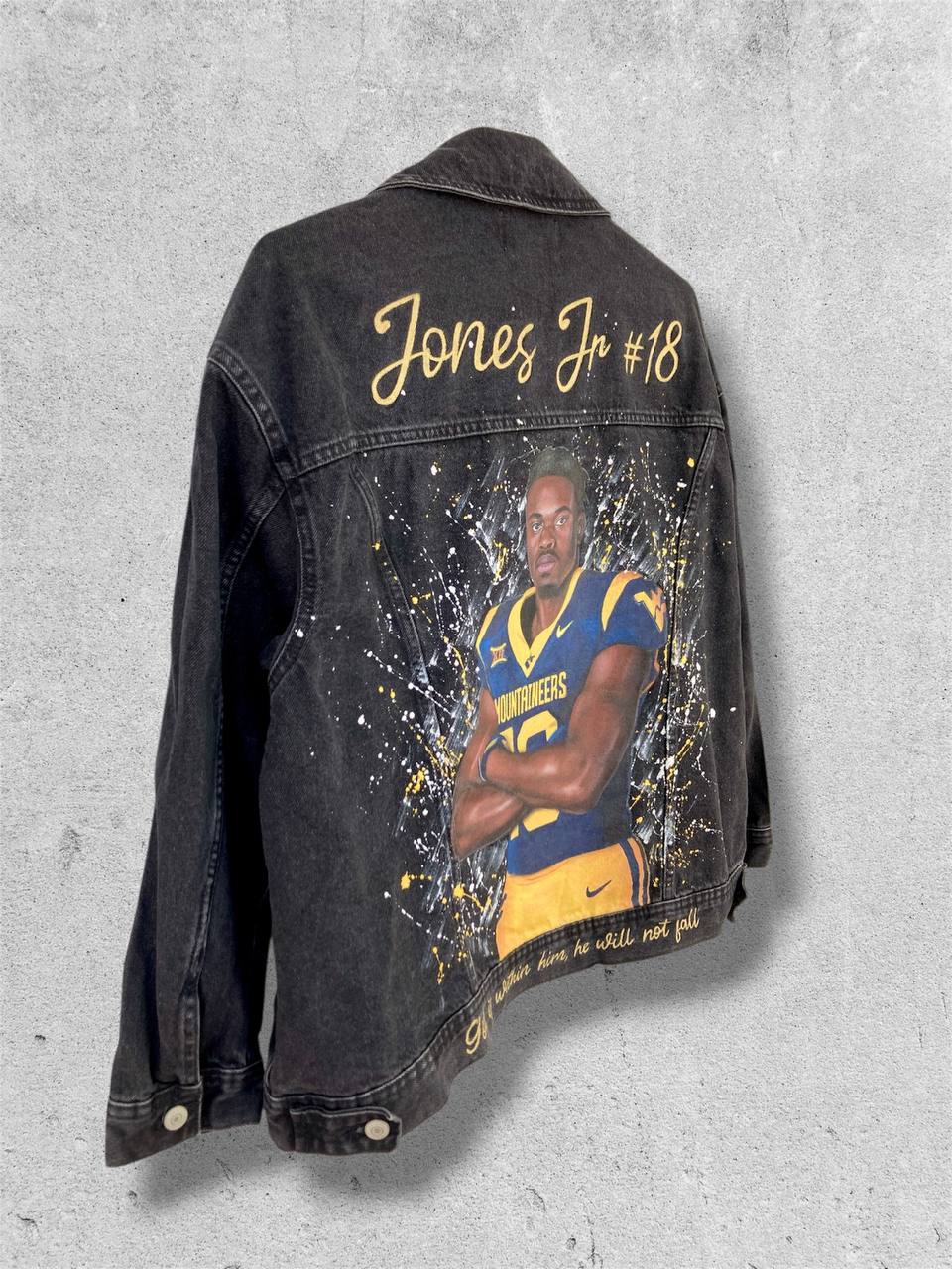 Hand Painted Custom Jacket with American Football Player Portrait – Personalized Football Fan Jacket