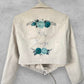 White leather bride jacket, wedding dress jacket, gift for bride, painted leather jacket.