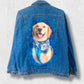 Custom Hand Painted Dog Portrait Denim Jacket | Personalized Pet Artwork Jacket