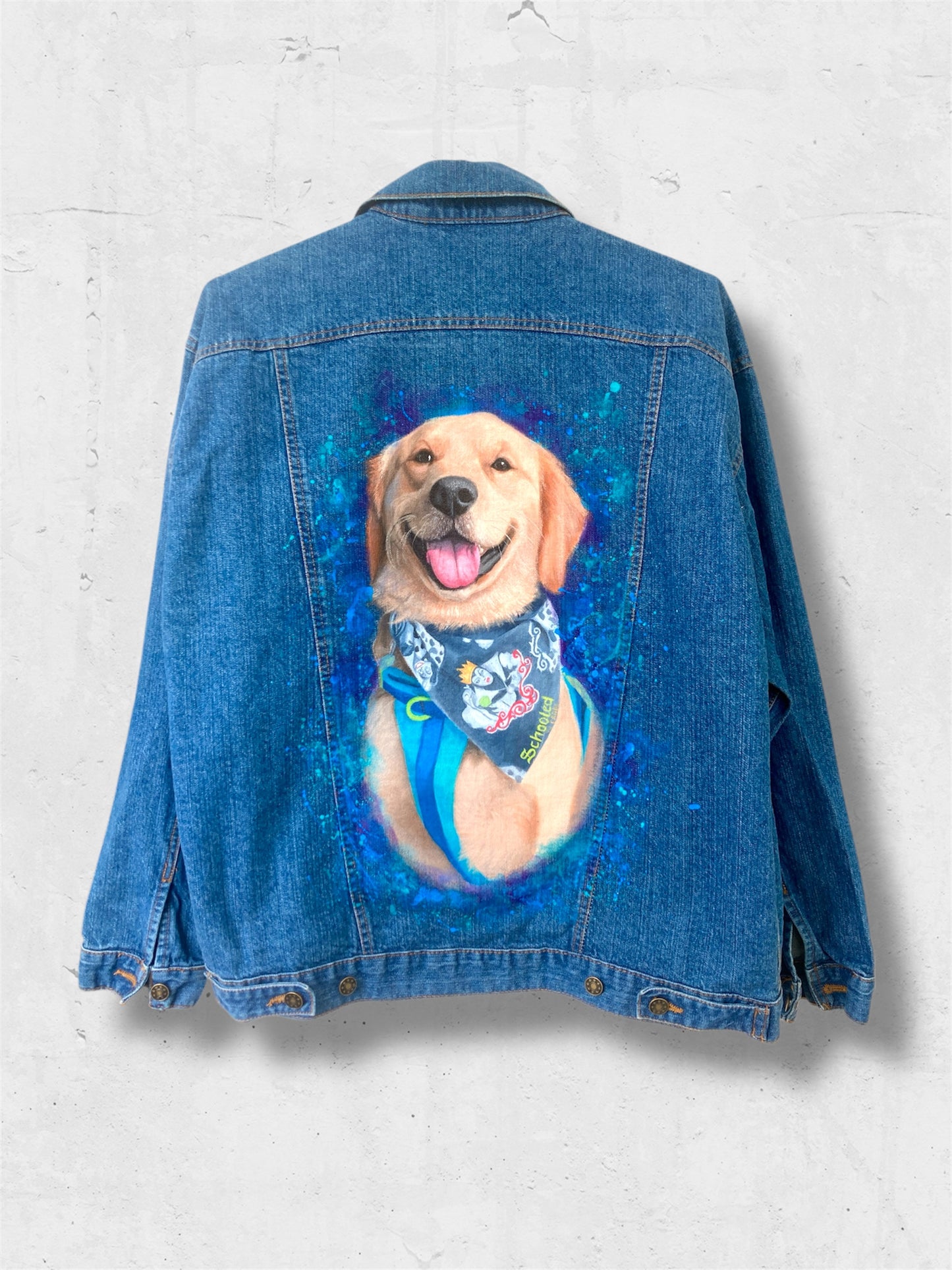 Custom Hand Painted Dog Portrait Denim Jacket | Personalized Pet Artwork Jacket